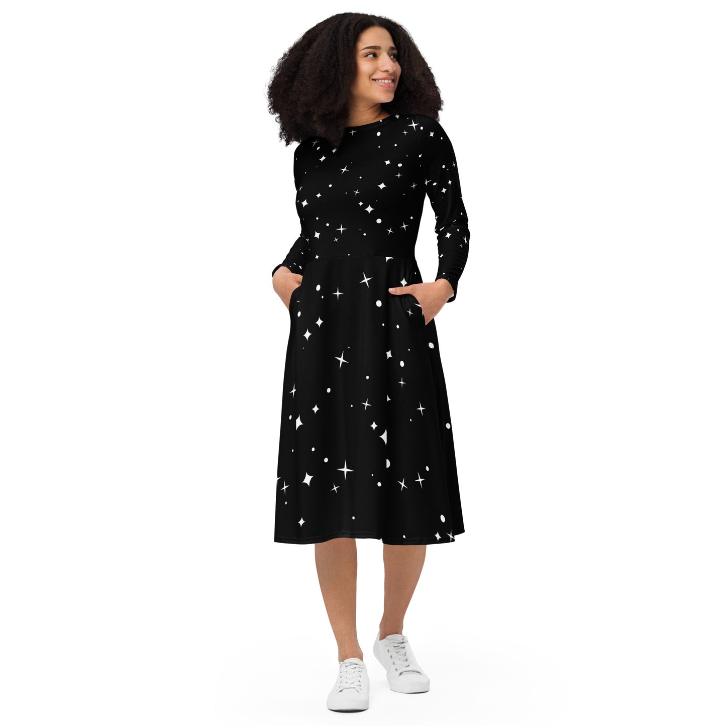 Mars Luxury long sleeve midi dress