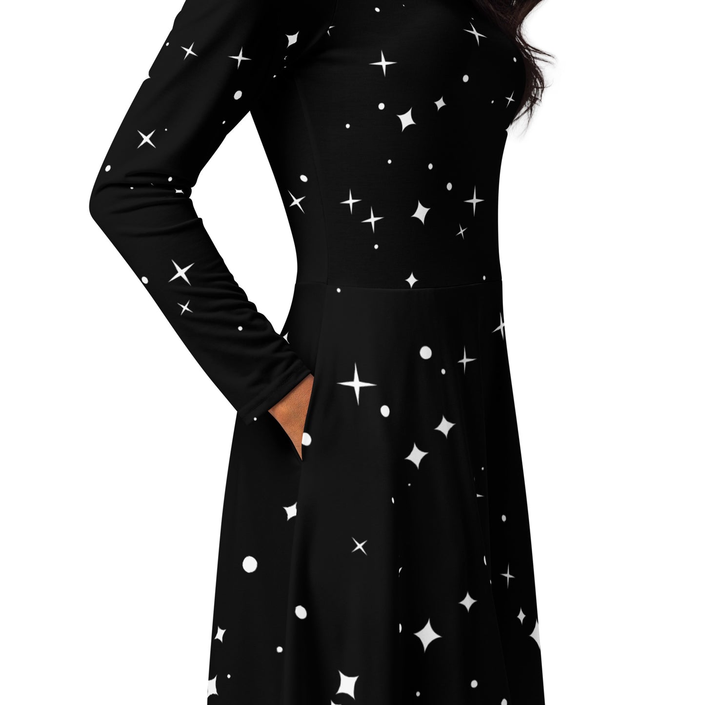 Mars Luxury long sleeve midi dress