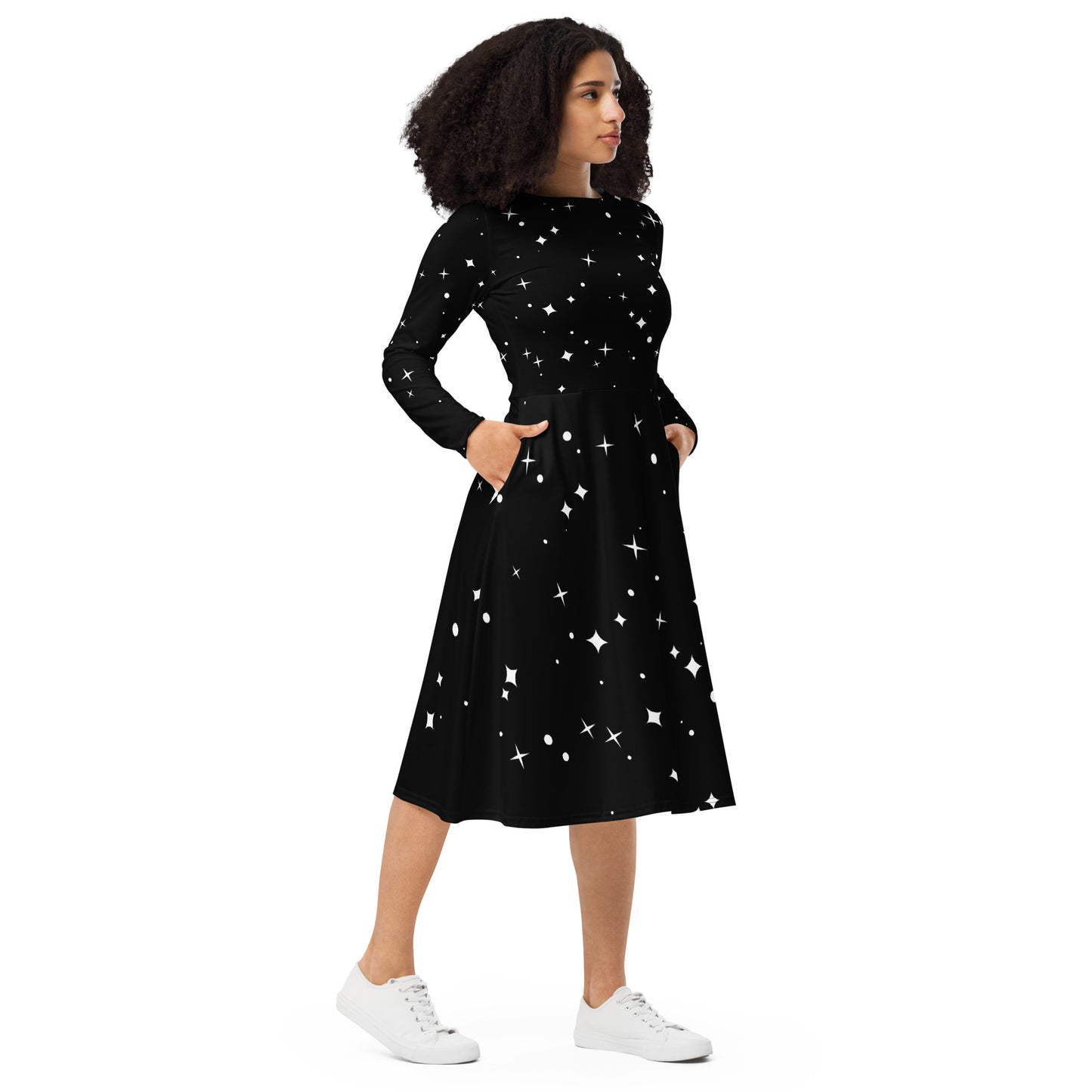 Mars Luxury long sleeve midi dress